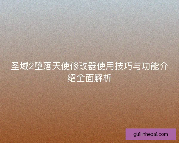 圣域2堕落天使修改器使用技巧与功能介绍全面解析